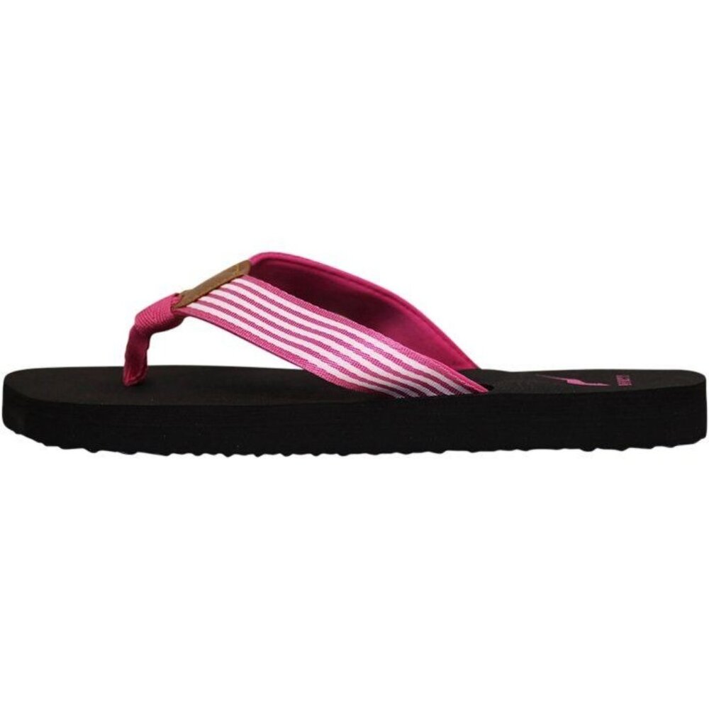 Norty Womens Flip-Flops Size 6 Fuscia Striped Strap Rubber Sole Casual Beach San - Picture 3 of 6